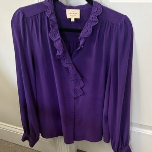 Sezane Violet Ruffled Blouse